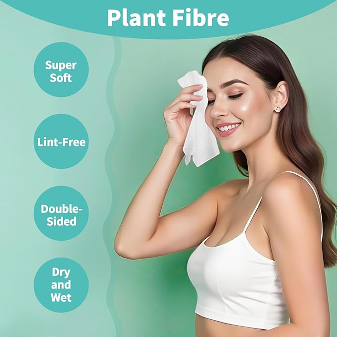 Face Towels, 10"×12" Disposable Face Towel, Face Towelettes XL, Ultra Soft Makeup Remover Dry Wipes, Thick Face Towel for Cleansing, 150 Count (3 Pack)