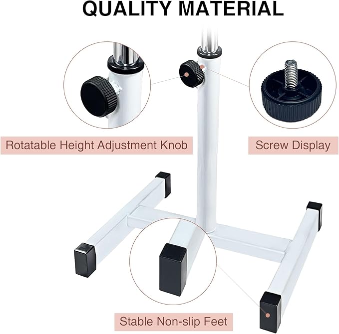 Pedicure Foot Rest,Height Adjustable Pedicure Chair,Non-Slip Pedicure Stool for Massage Office or Home (White)