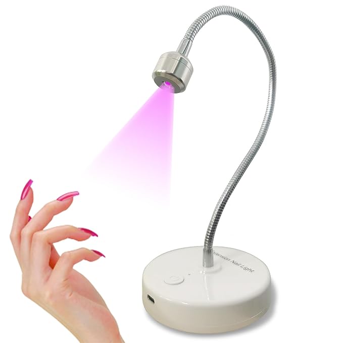 UV Light for Nail 3W UV LED Nail Lamp - Portable Rechargeable Gel Dryer with Adjustable Gooseneck for Gel X & Semi-Cured Strips, Home & Salon Use