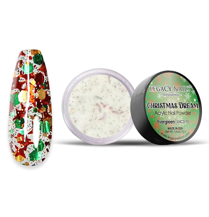 Legacy Nail Acrylic Powder Collections - 6 Colors Professional Nail Art Powder Set Manicure DIY for Dip & Acrylic Nail Extensions (CHRISTMAS DREAM COLLECTION)