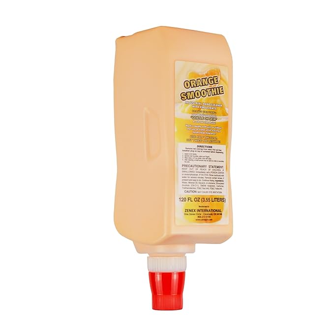Zenex Orange Smoothie Hand Soap & Push-Style Dispenser Bundle - 3.55L Industrial Hand Cleaner & Wall Mounted Dispenser | Moisturizing | Remove Grease & Grime | Easy Install