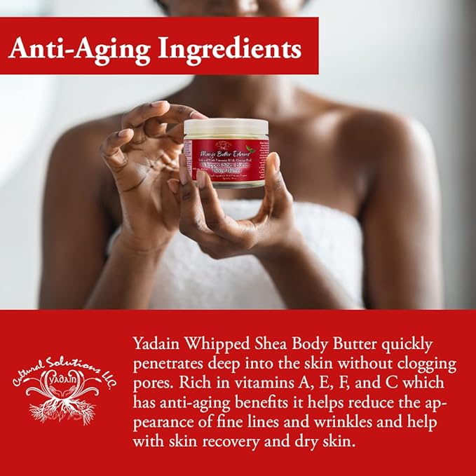 Yadain Mango Butter Extreme | Whipped Shea Butter for Face and Body Moisturizing Natural Body Butter for Skin Hydration with UV Protection, 12oz