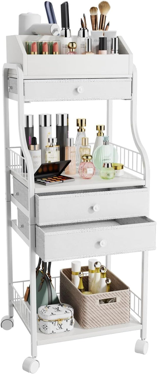 HapiRm Floor Makeup Organizer Storage - Vanity Skincare Make Up Organizers and Storage with Drawers, Cosmetics Display Cases Holder for Skin Care Nail Polish Perfume Makeup Brush