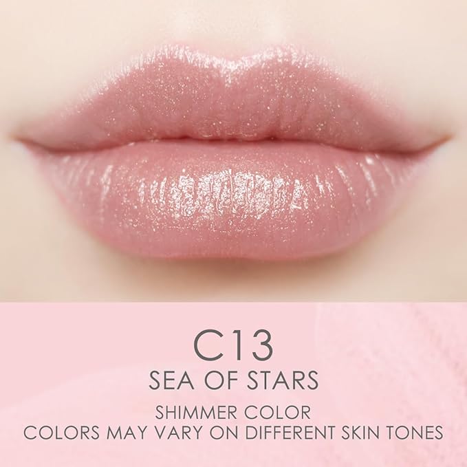 CATKIN Tinted Lip Balm Glitter Lip Stain Ultra Hydrating Lip Moistrurizer Chapstick with Vitamin E Nourishing For Cracked & Dry Lips 0.12 oz C13 Sea of stars - Champagne