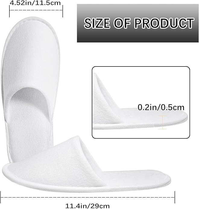 30Pairs disposable slipper disposable slippers for guests hotel slippers spa slippers Pack for Hotel, Spa, Travel, Shoeless Home, White Closed Toe (US Men Size 10, Women 11)