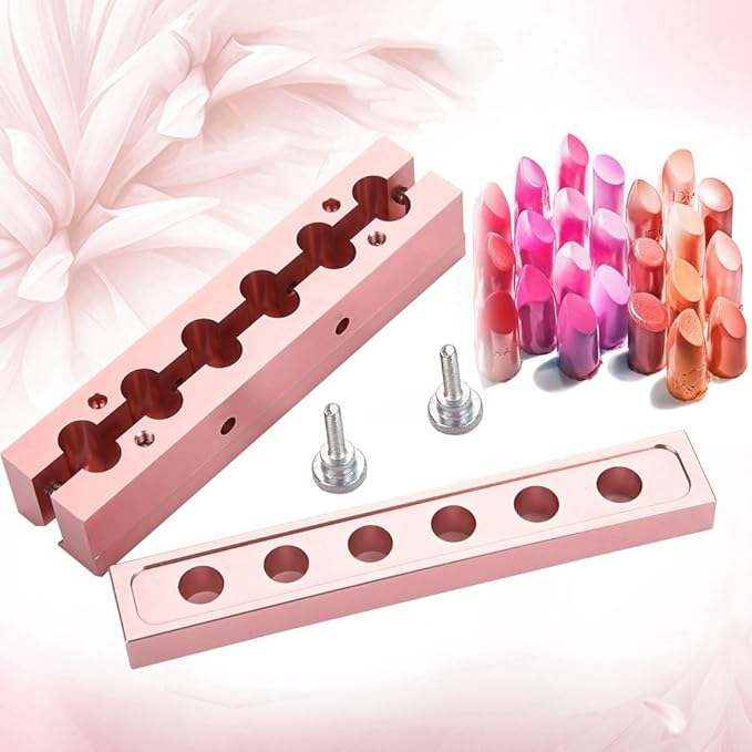 Ymiko 12.1 Dual-Use Lipstick Maker - 6 Cavity Lipstick & Lip Balm Maker, Rose Gold Aluminum Alloy