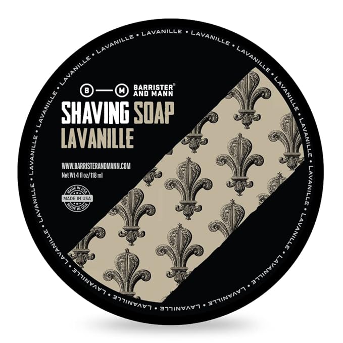 Barrister and Mann Shaving Soap | Luxury Dense, Rich & Creamy Lather Tallow Wet Shave Puck Notes of Lavender, Vanilla, Cedar, Leathery Musk | High Performance Grooming Routine for Men 4 Oz (Lavanille)