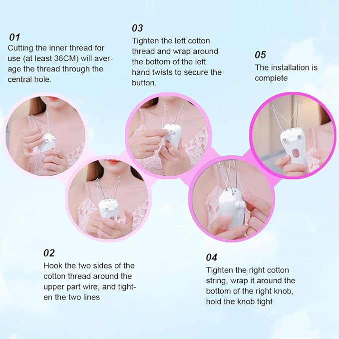 Threading Hair Removal, Facial Hair Remover Electric Face Eyebrow Threading Epilator USB Charging Cotton Thread Depilation Machine Device for Women Girls Ladies ()