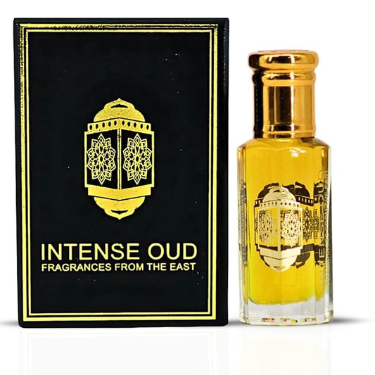 INTENSE OUD Fawaken Arabian Perfume Oil for Men & Women, Long Lasting Alcohol-Free Concentrated Fragrance, 12ml (0.40 oz) in Black Gift Box, Jasmine & Strawberry Notes