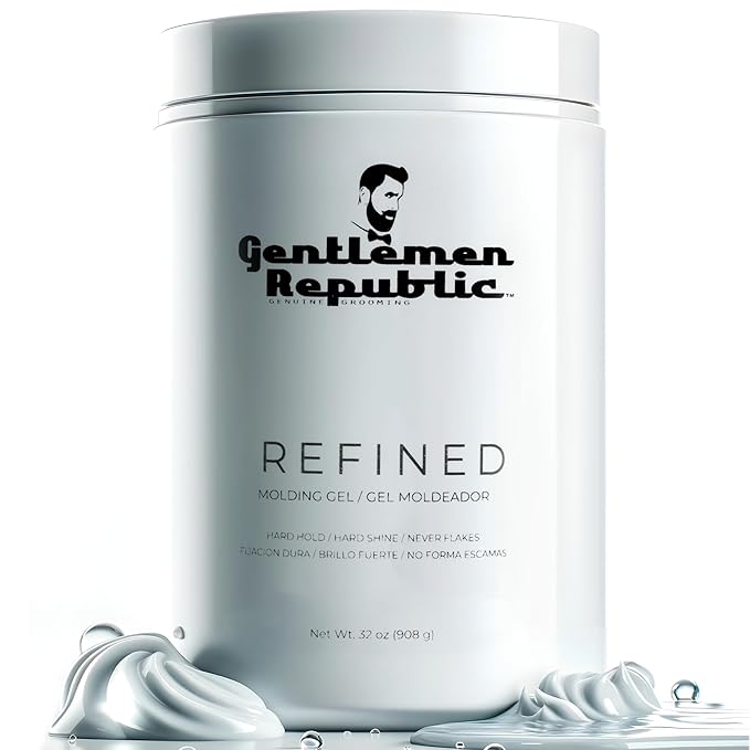Gentlemen Republic 32oz Refined Hair Gel for Men - Provides 24 Hour High Hold & Shine - Premium Mens Hair Styling Products with No Beeswax, Alcohol, Parabens & Humidity Resistant