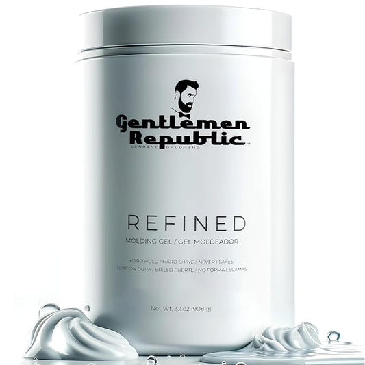 Gentlemen Republic 32oz Refined Hair Gel for Men - Provides 24 Hour High Hold & Shine - Premium Mens Hair Styling Products with No Beeswax, Alcohol, Parabens & Humidity Resistant