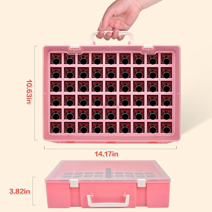 ALCYON Universal Nail Polish Holder & Organizer Contains 54 Bottles for Gellen, for Beetles, for Sally Hansen, for OPI, for Essie and Other Fingernail Polish (ONLY A CASE)-Pink