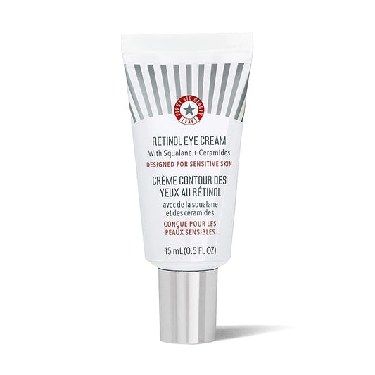 First Aid Beauty - Retinol Eye Cream with Squalane + Ceramides, Encapsulated Retinol Serum for Delicate Skin, Helps Improve Appearance of Fine Lines and Wrinkles, Safe for Sensitive Skin, 0.5 oz