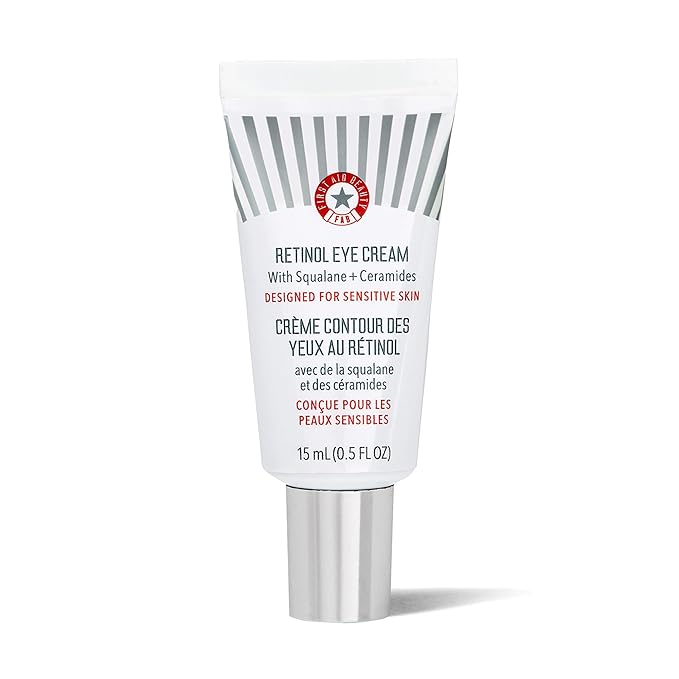 First Aid Beauty - Retinol Eye Cream with Squalane + Ceramides, Encapsulated Retinol Serum for Delicate Skin, Helps Improve Appearance of Fine Lines and Wrinkles, Safe for Sensitive Skin, 0.5 oz