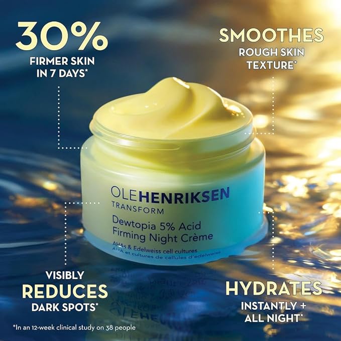Ole Henriksen Dewtopia Firming Night Cream with AHA and Edelweiss Full Size 50ml 1.7 Fluid Ounces