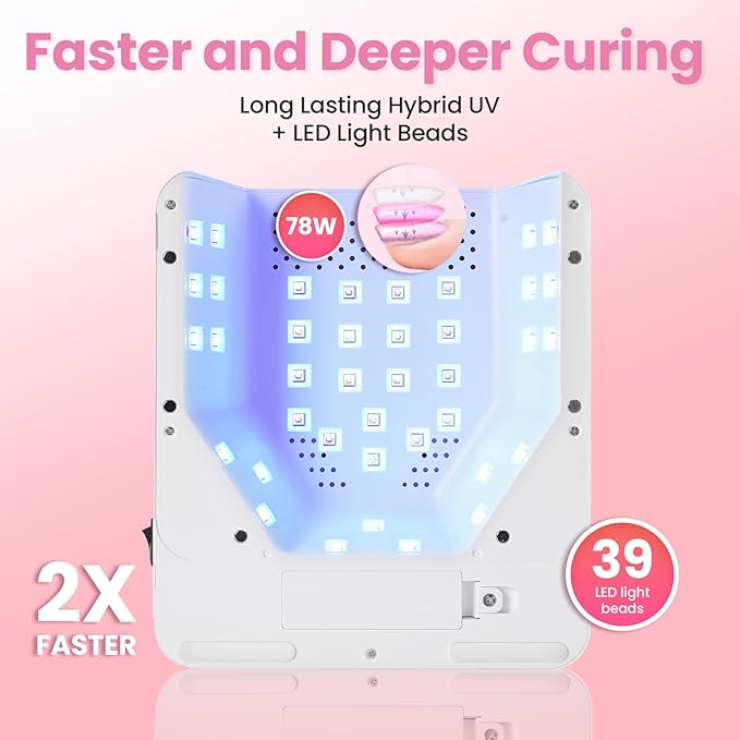 UV Foot Lamp, 78W Rechargeable UV Lamp for Feet, LED Nail Dryer with Smart Sensor, Wireless Nail Gel Polish Curing Floor Light for Nails and Toenail (Whole Floor Lamp)