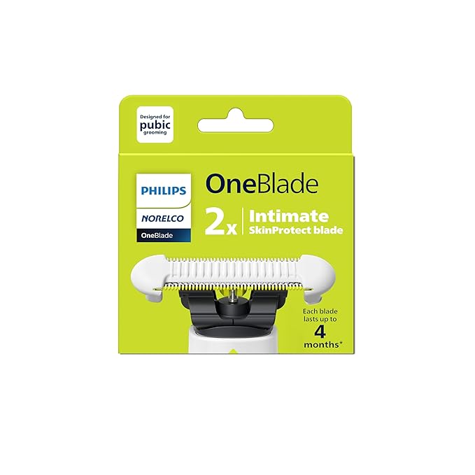 Philips Norelco OneBlade Intimate Pubic and Personal Body Groomer, QP1924/70 + Philips Norelco OneBlade Intimate SkinProtect Replacement Blade 2 pack, QP229/80