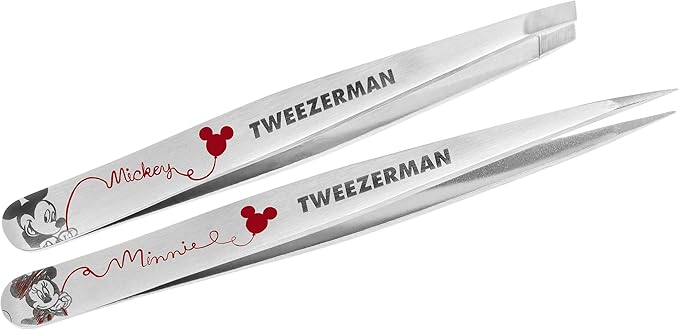 Tweezerman Disney's Mickey Mouse & Minnie Mouse Forever in Love Petite Point and Slant Set - Eyebrow for Women and Men Set