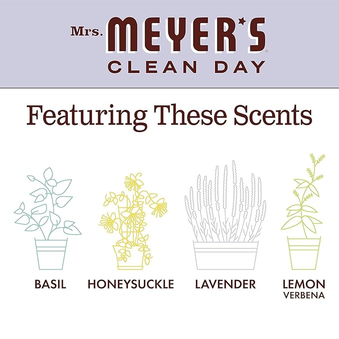 MRS. MEYER'S CLEAN DAY Liquid Hand Soap 3 Scent Variety Pack, Lemon Verbena, Lavender, Basil 3 CT (Variety Pack)
