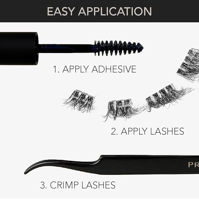 Pro Lash ProWear Professionally Styled Lash Clusters - Easiest to Apply Eyelash Cluster - 10 Day Eyelashes - Waterproof Lashes Clusters - 3 Sets - Volume Wispy No. 10 - Black