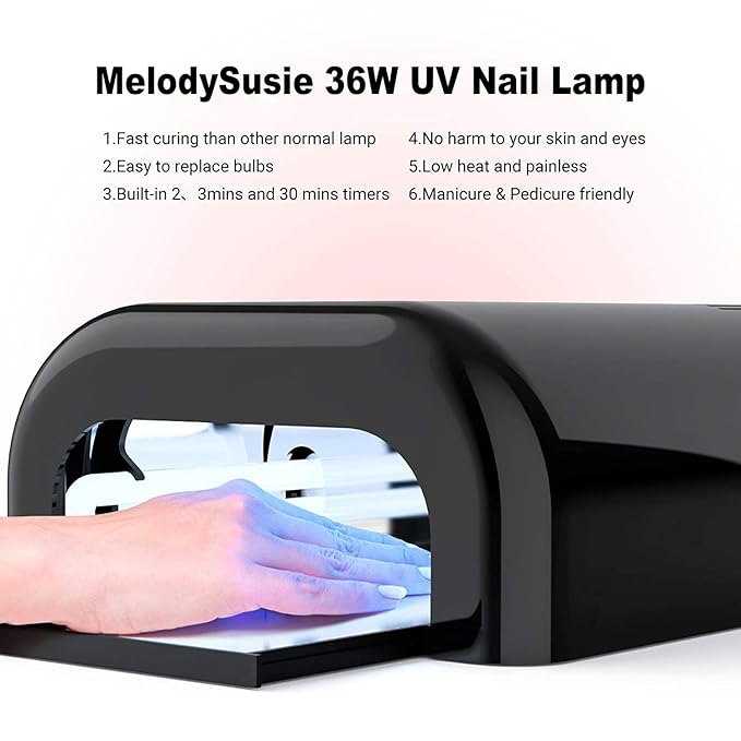 MelodySusie 36W Nail Lamp for Resin, Pro04 Professional Gel Nail Polish Curing Lamp with 3 Timer Setting, Sliding Tray for Manicure Pedicure Resin, Black