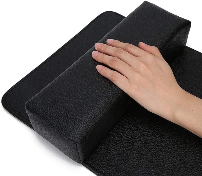 Nail Pillow,Durable Soft Washable Nail Art Hand Pillow Arm Rest Holder Cushion Mat Set Manicure Tool for Beauty Salon (Black)