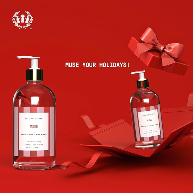 Muse Apothecary Hand Ritual - Aromatic and Nourishing Hand Soap, Infused with Natural Aromatherapy Essential Oils - Great Valentine's Day Gift - 16 oz, Mandarin Rosè + Pink Pomelo