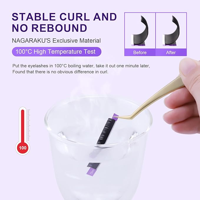 NAGARAKU Eyelash Extensions 0.07mm D curl 7-15mm Mix Tray Individual Lashes Classic Matte Black Faux Mink 16 Rows Professional Beauty Salon Supplies