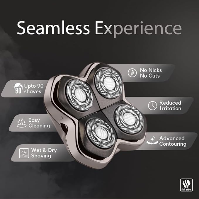 Skull Shaver Forte PRO 4 Head Replacement Blade for Pitbull, Butterfly kiss pro & Palm Shavers - Best Electric Shaver & Head Shaver Blade, Smooth Shave with Less Irritation