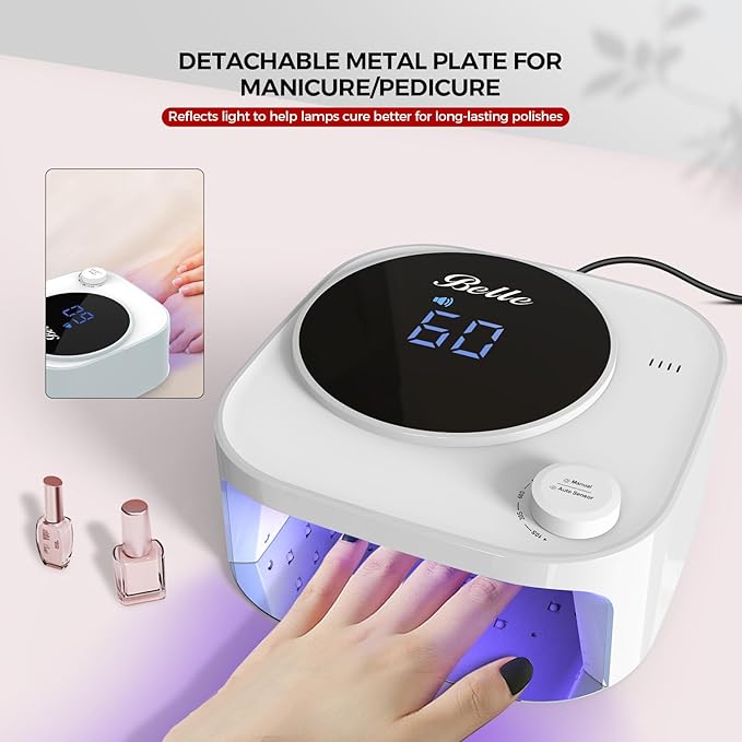 Belle UV Gel Nail Lamp - LED with 4 Timer Modes, Salon-Quality Nail Curing Light for Home and Professionals
