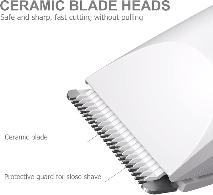 OLOV Electric Body Hair Trimmer - Groin Trimmer for Men - Bikini Trimmer Women - Wet/Dry Shaver Groomer, Replaceable Ceramic Blade Heads, USB Recharge Dock, Waterproof Hygiene Razor, White