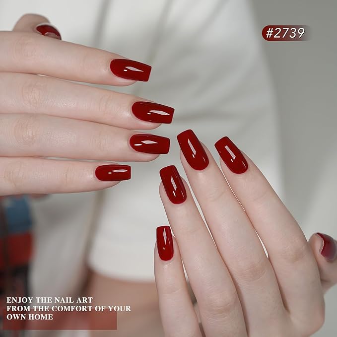 GAOY 23 Pcs Gel Nail Polish Kit, Red Glitter Colors UV Gel Nail Polish Set with Glossy & Matte Top Coat and Base Coat for Nail Art Home DIY Gel Nail Kit