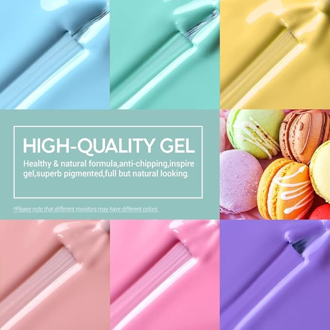 modelones Spring Gel Nail Polisht, 6 Colors Pastel Pink Purple Blue Green Shades Macaron Colors Nail Art Gel Design for Easter Women Girl Nail Lovers Gift Salon DIY