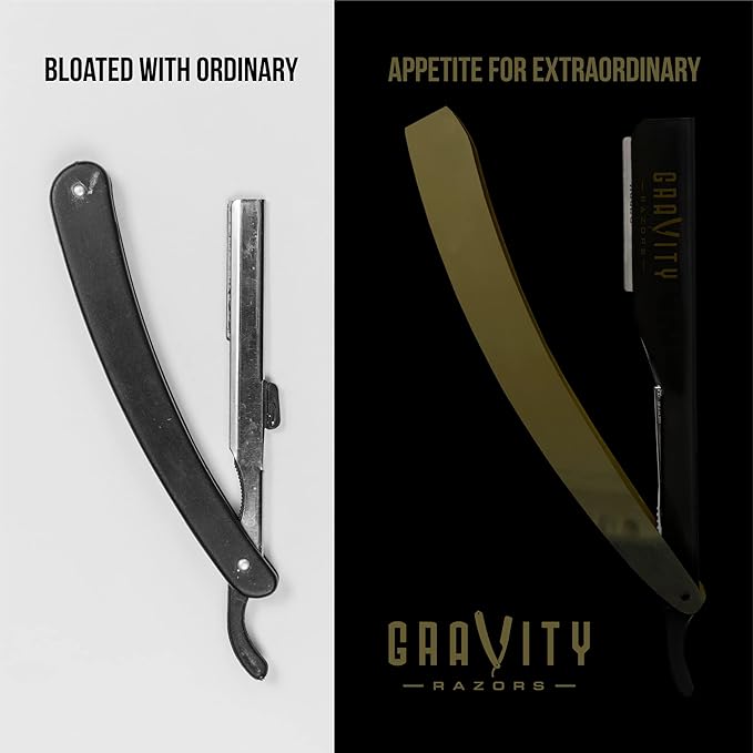 Professional Straight Razor - Ultra Exposed Straight Razor Kit with 10 Gravity Premium Blades, 2mm Exposed (Kingsman)