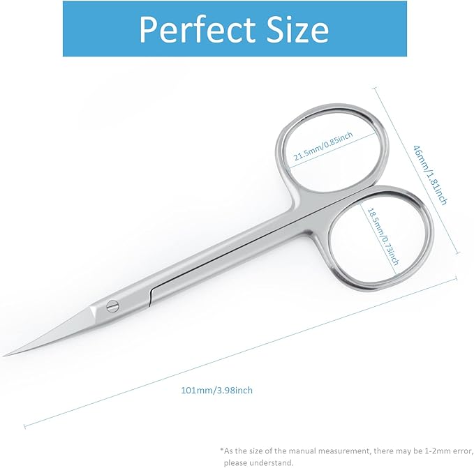 Cuticle Scissors for Women and Men Curved Stainless Steel with Tip Grooming Blades Manicure Nail for Dry Skin Nail Scissors (1)