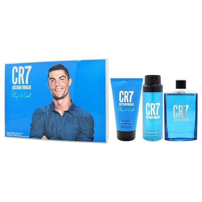 Cristiano Ronaldo Play It Cool for Men - 3 Pc Gift Set 3.4oz EDT Spray, 5.1oz Shower Gel, 4.1oz Body Spray