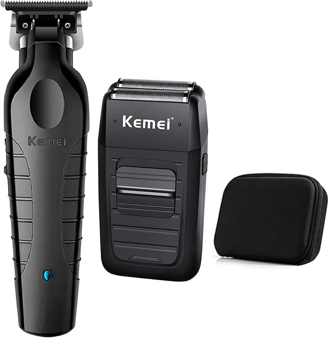 KEMEI Hair Clipper and Shaver Set Professional Cordless Hair Trimmer for Men, Electric Beard Trimmers Double foil shavers, Barber Clipper Hair Cuttings Kit, KM-2299, KM-1102