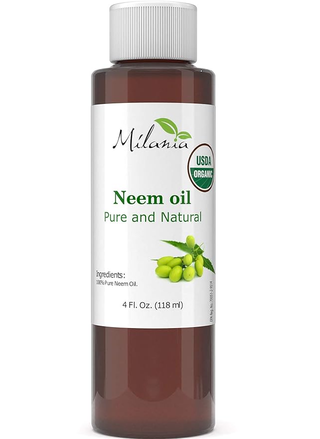 MILANIA Premium Organic Neem Oil Virgin, Cold Pressed, Unrefined 100% Pure Natural Grade A. Excellent Quality.(4 Fl. Oz.)