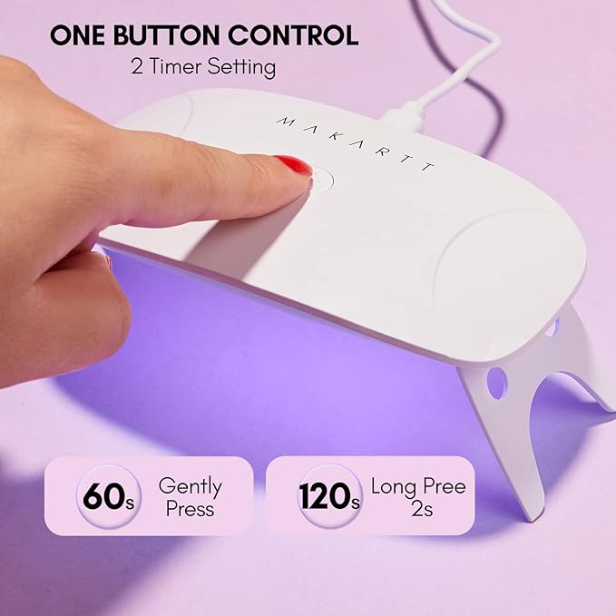 Makartt UV Nail Lamp, 8W Mini USB Portable LED Light for Gel Polish, Cure Dry with 60s 120s Timer Setting, Flash Curing Lamp for Art Salon, Home DIY