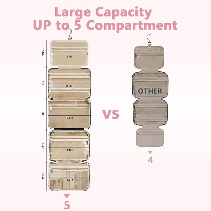 2 Psc Bag Of Free Disassembly Combination Large Travel Toiletry Bag With Makeup Bag,Dry & Wet Separation,Travel Organizer with Hanging Hook For Full-Sized Containers,Shampoo,Accessories,Toiletries