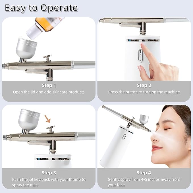 Nano Facial Steamer - Rechargeable & Portable High Pressure Face Oxygen Sprayer Machine, 0.3mm Nozzle Micro Mist Skin Hydrator, Essential Water Infusion Facial Spa Treatment, White