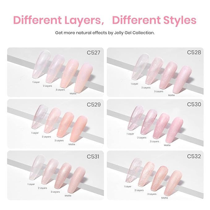beetles Gel Polish 6 Pcs Jelly Shimmer Giltter Nails Lady with Dreams Collection Transparent Pink Beige Gel Nail Art Soak Off Nail Uv Lamp Needed Diy Nail Art Manicure