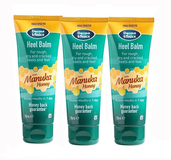 Manuka Honey Heel and Elbow Moisturizing & Exfoliating Cream for Dry and Cracked Heels | Dry Feet Treatment & Cracked Heel Repair for Rough, Dry and Cracked Feet, 2.37 fl oz Tube, 3 Pack