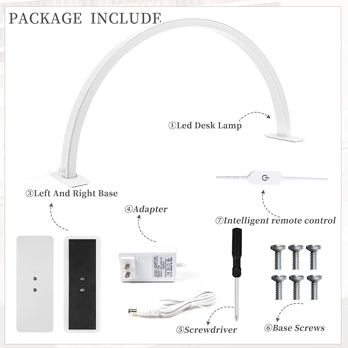 Half Moon Light Nail Lamp for Desk, Lash Light Led Nail Tech Lamp with Adjustable Brightness, Desk Lamp for Lash Eyelash Extension, Tattoo, Skincare, Eyebrows