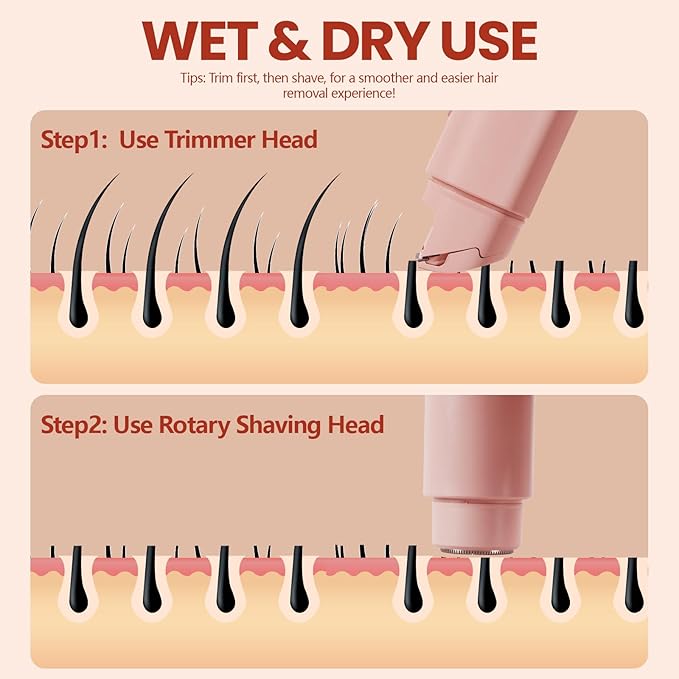 2025 New Electric Bikini Trimmer for Women, 2-in-1 Dual Head Shaver, Womens Electric Razor (Pink)