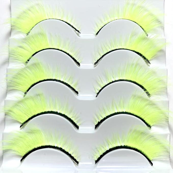 Sunniess Ombre Colored Lashes Silk Protein Fluffy Wispy Volume Fake Lashes for Halloweens Cosplay Party Stage Russian D Curl Lashes with Color Make up Faux Mink False Eyelashes 5 Pairs