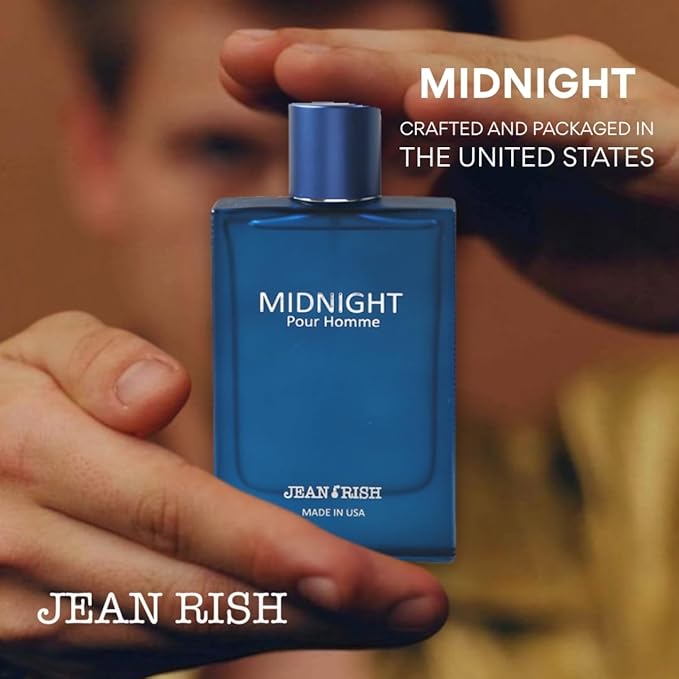 Jean Rish Midnight Pour Homme Eau De Toilette for Men (3.4 Fl Oz / 100ml) with Rosemary, Bergamot & Sea Notes - Long Lasting and Luxury Fragrance