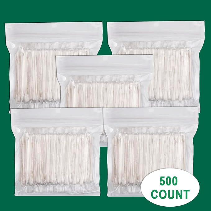 500 Pack Cotton Swabs, Individually Wrapped Cotton Swab, Individually Wrapped Double Tipped Paper Sticks for Ear, Make-up(Double Round End)