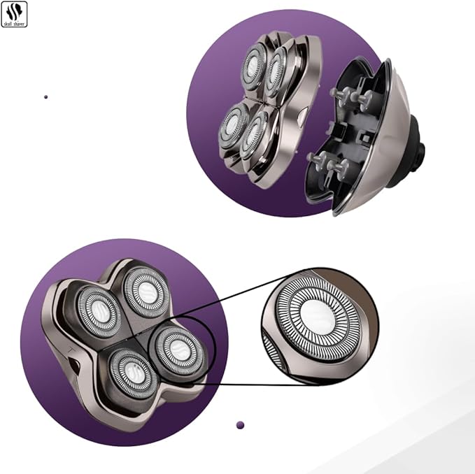 Skull Shaver Forte PRO 4 Head Replacement Blade for Pitbull, Butterfly kiss pro & Palm Shavers - Best Electric Shaver & Head Shaver Blade, Smooth Shave with Less Irritation