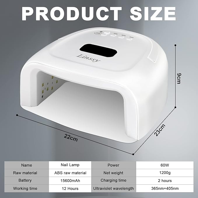 60W Rechargeable UV LED Nail Lamp, Faster Wireless Nail Dryer Gel Polish Light 42 Beads & Portable Handle, Professional Curing Lamp For Fingernail and Toenail, Auto Sensor & Quick Dry Nail Machine